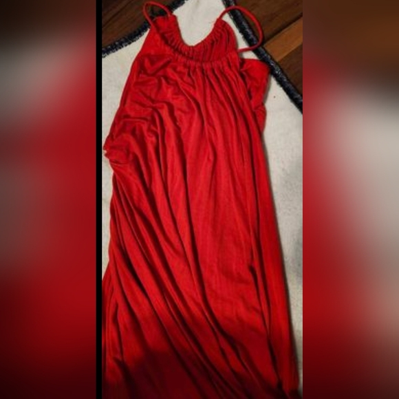 Womens Sz M NWOT Sleeveless Red Dramatic Wrap Maxi Dress - Picture 5 of 5